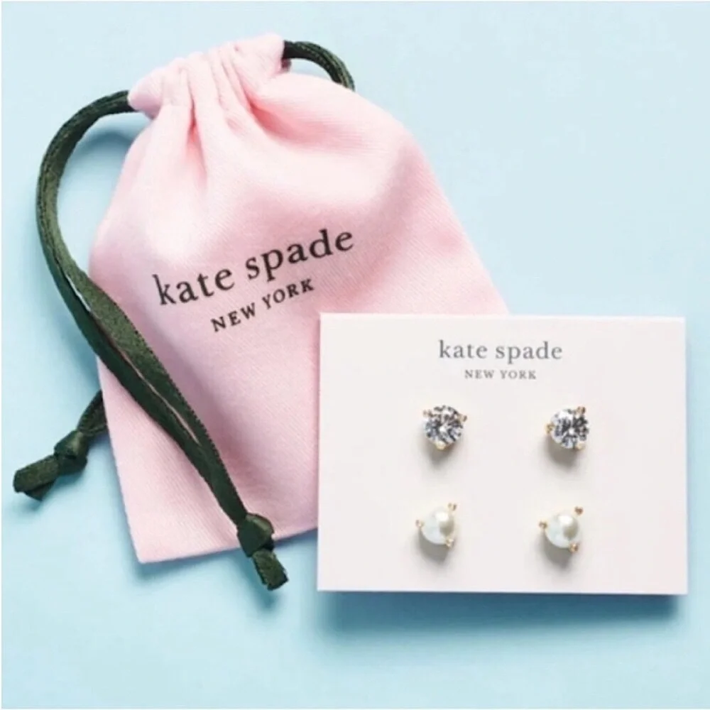 Kate Spade New York Rise and Shine 2-Stud Set, Cubic Zirconia & Glass Pearl - Picture 9 of 13